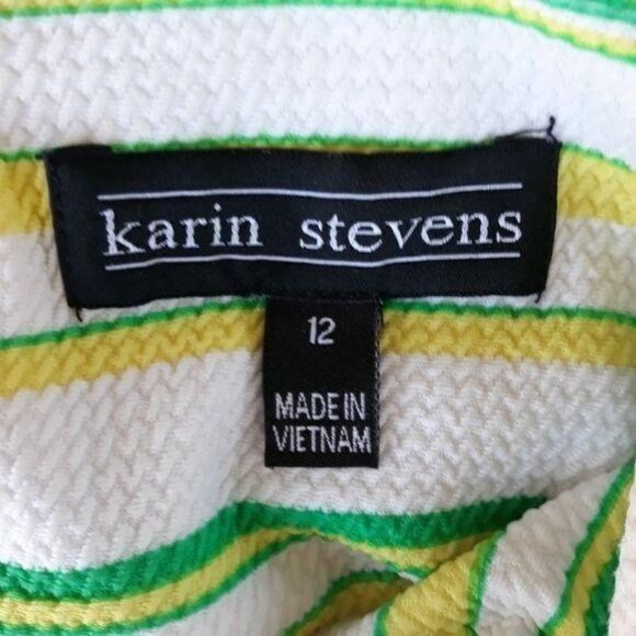 Retro Karin Stevens Zipper Accent Textured Sheath Dress Bright Striped Sz 12 - Picture 3 of 13